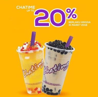  Get Discount Up to 20%  from Chatime February 2018