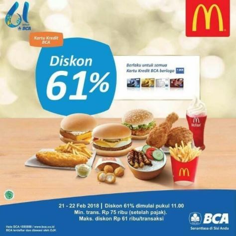  Promosi Diskon 61% dari McDonalds Februari 2018
