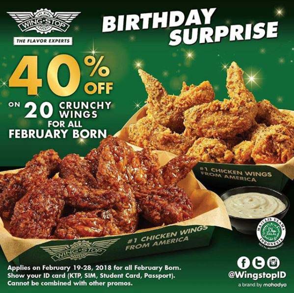  Discount 40% from Wing Stop February 2018