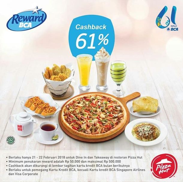  Cashback 61% from Pizza Hut February 2018