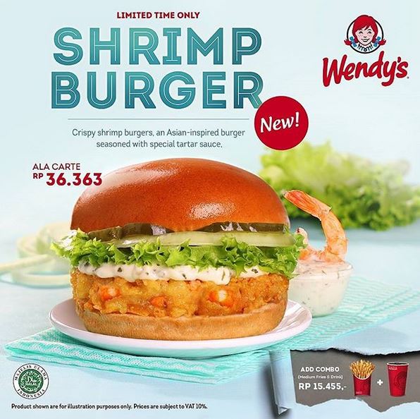  Promotion Shrimp Burger Rp 36.363 at Wendy's February 2018