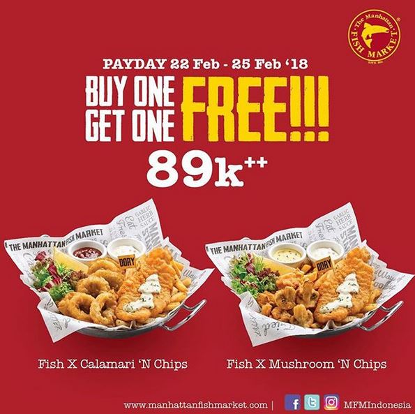  Buy 1 Get 1 Free at The Manhattan Fish Market February 2018
