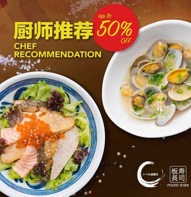  Discount 50% at Itacho Sushi Maret 2018