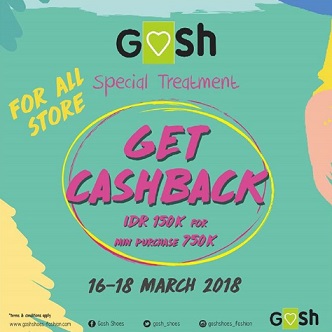  Cashback Rp 150,000 Promo from Gosh March 2018