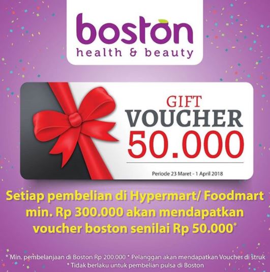  Promo Free Voucher Rp 50.000 from Boston March 2018
