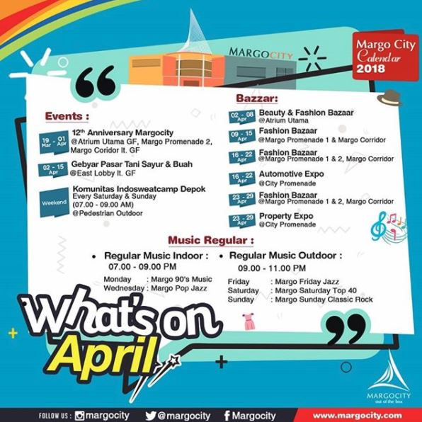  What's On April in Margocity April 2018