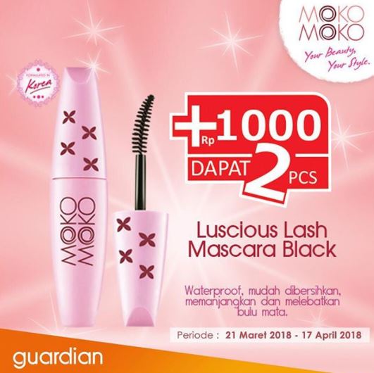  Promo + Rp 1,000 Can 2pcs Luscious Lash Mascara Black in Guardian April 2018