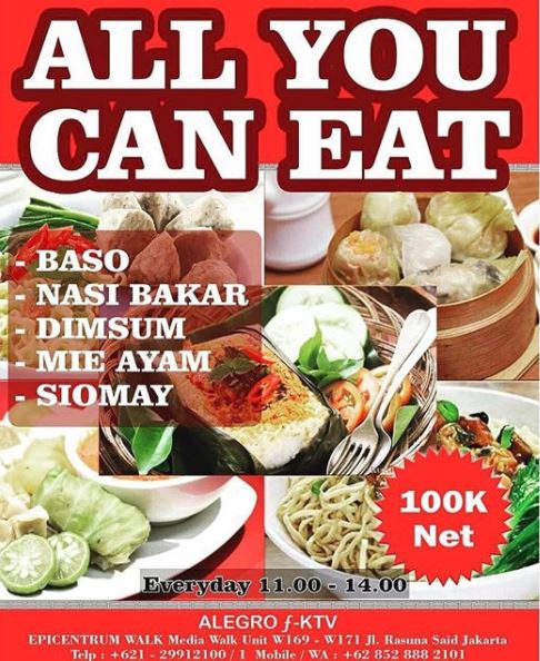  All You Can Eat Promo from Alegro F-KTV on Epicentrum Walk April 2018