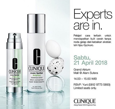  Experts Are In Clinique at  SOGO Mall @Alam Sutera April 2018