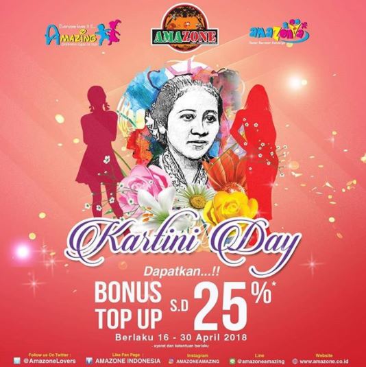  Promo Kartini Day Bonus Top Up Up to 25% in Amazone April 2018