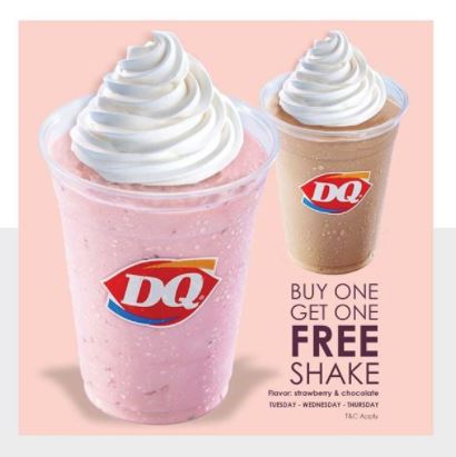  Buy 1 Free 1 Milk Shake from Diary Queen April 2018