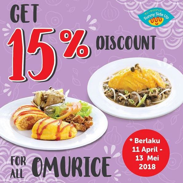  Discount 15% at Sunny Side Up April 2018