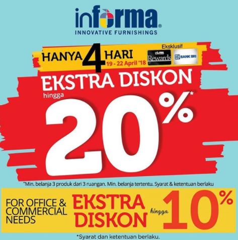  Extra Diskon 20% dari Informa April 2018