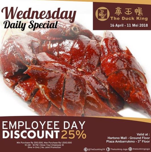  Wednesday Daily Special Promo at The Duck King April 2018