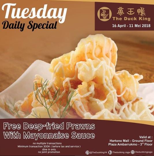  Promo Tuesday Daily Special at The Duck King April 2018