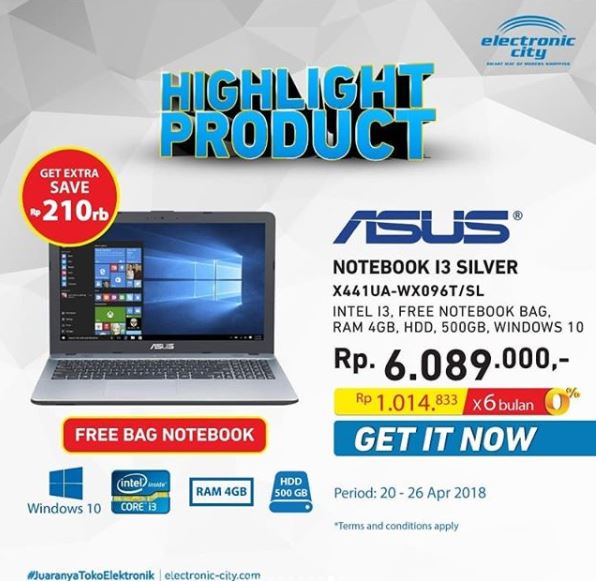 Notebook Asus X441UA Promotion at Electronic City April 2018