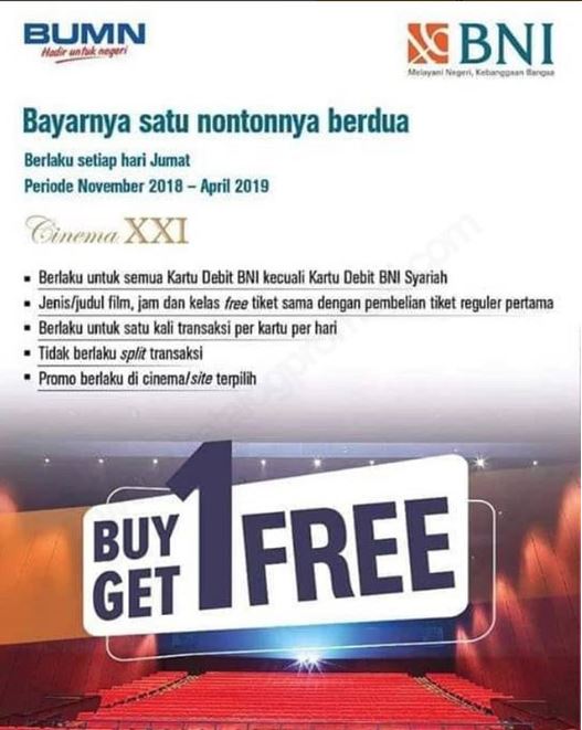  Buy 1 Get 1 Free at Cinema XXI November 2018