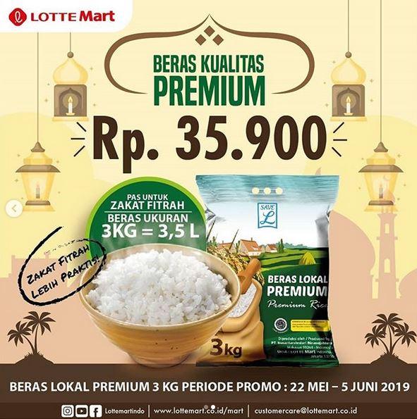 Promo Beras Premium 3Kg Rp 35.900 di Lotte Mart Mei 2019 - Gotomalls