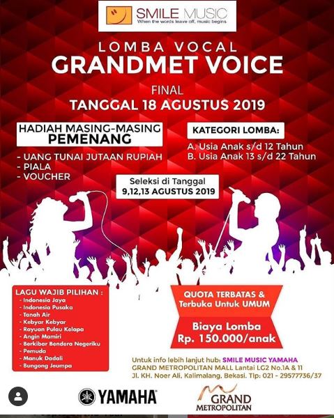  Grandmet Voice Vocal Competition in Grand Metropolitan Bekasi July 2019