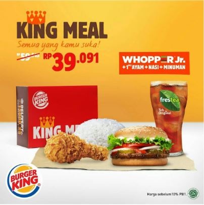  Promo Whopper Jr IDR 39,091 at Burger King August 2019