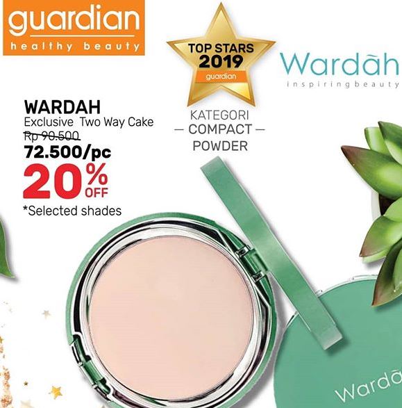  Hemat 20% Wardah Exclusive Two Way Cake di Guardian November 2019