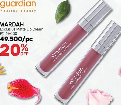  Diskon 20% Wardah Exclusive Matte Lip Cream di Guardian Januari 2020