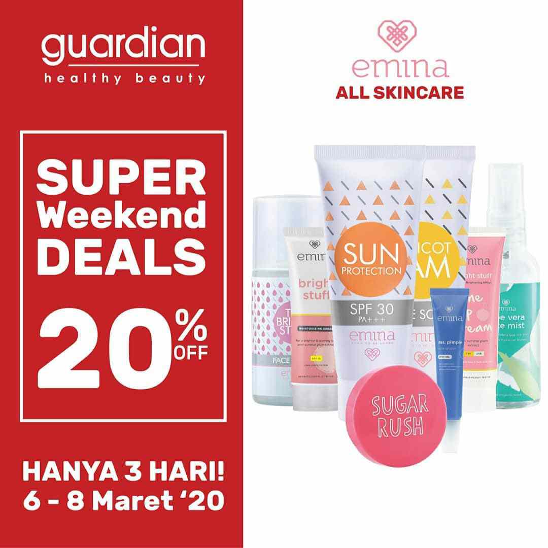  Discount 20% Super Wekeend Deals Skincare Emina at Guardian March 2020