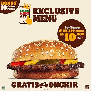  Free Shipping Exclusive Menu IDR 10,000 at Burger King August 2021