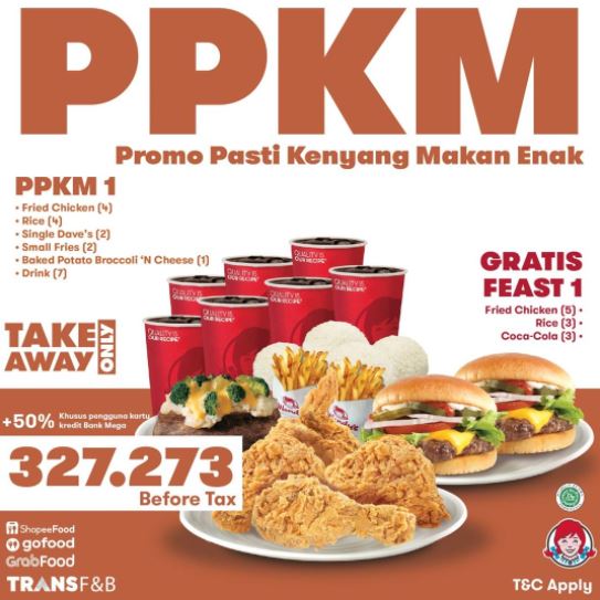  PPKM Promo Starting from IDR 100,000 at Wendy's August 2021
