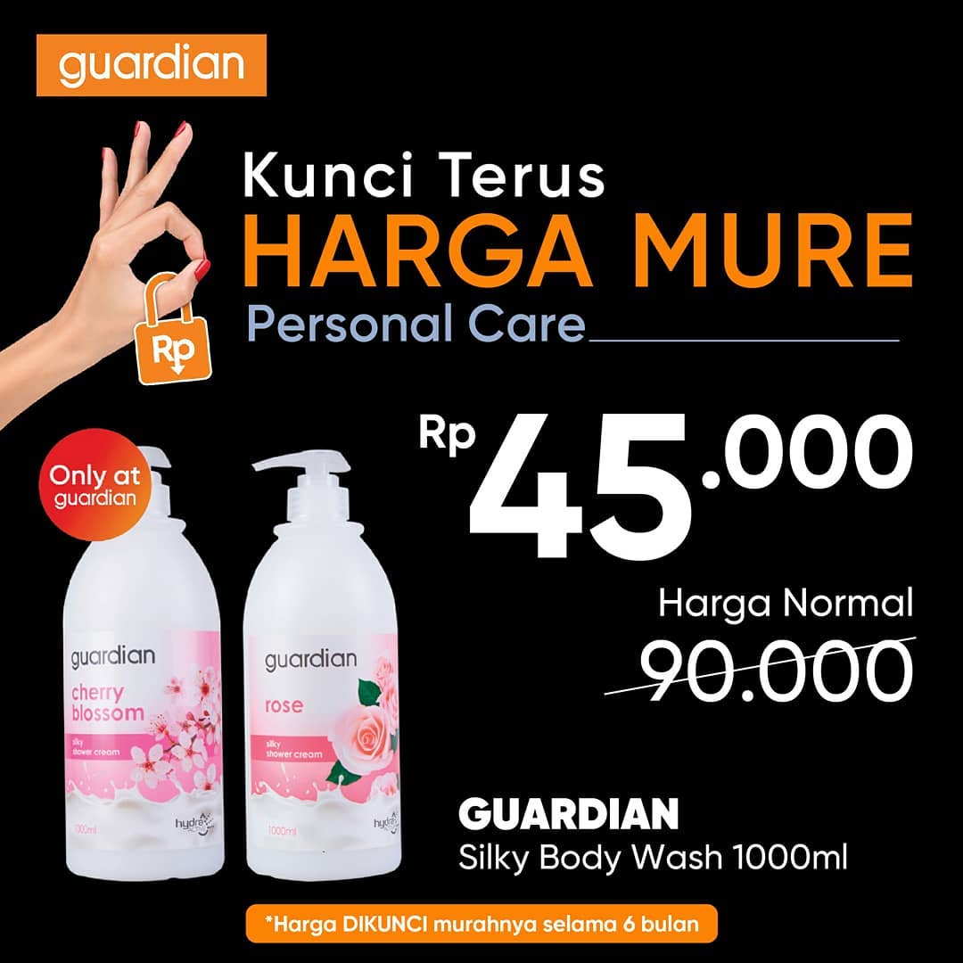  Guardian Silky Body Wash 1000ml promo at Guardian August 2021