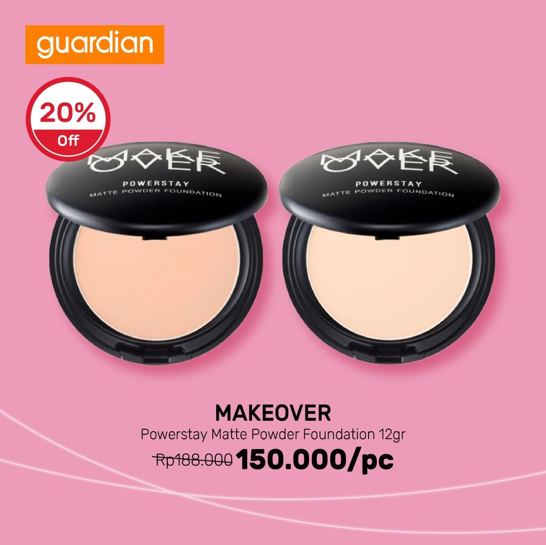  20 % Off MakeOver Powerstay Matte Powder Foundation 12gr di Guardian Agustus 2021
