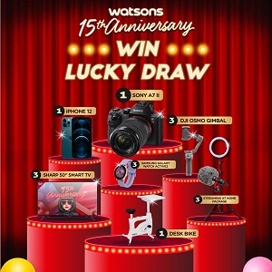  Watsons 15th Anniversary Win Lucky Draw at Watsons August 2021