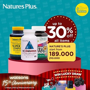  Nature's Plus Discount Up To 30% Off All Items at Watsons September 2021