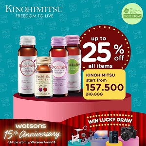  Kinohimitsu Discount Up To 25% Off All Items at Watsons September 2021