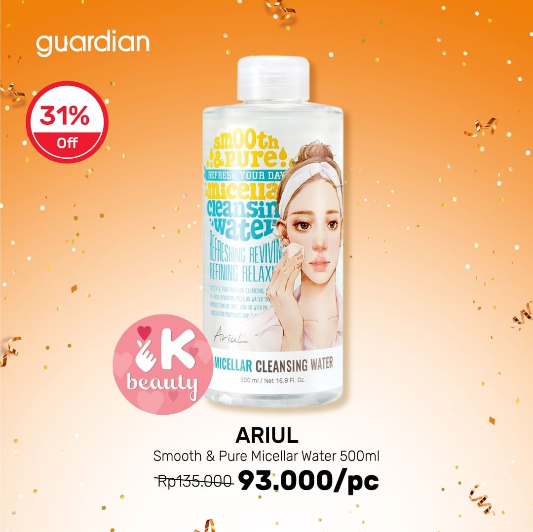  Discount 31% Off ARIUL Smooth & Pure Micellar Water 500ml at Guardian September 2021