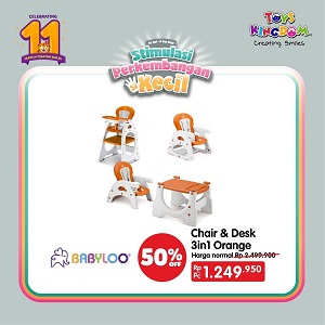  Promo 50% Off Babyloo Chair & Desk 3in1 Orange at Toys Kingdom September 2021