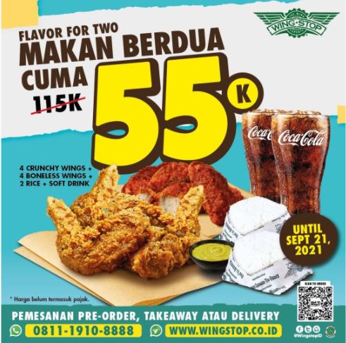  Promo Flavor For Two Rp 55.000 di Wingstop September 2021