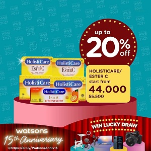 Holisticare/Ester C Up to 20% Off at Watsons September 2021