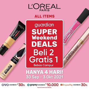  L'oreal All Items Deals Buy 2 Get 1 Free in Guardian October 2021