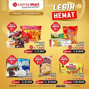  Promo Save More Various Snack Biscuits Buy 2 Get 1 Free at Lotte Mart October 2021