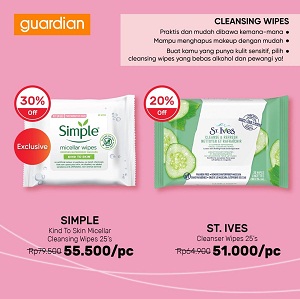  Diskon 30% Off Simple Kind To Skin Micellar Cleansing Wipes 25' di Guardian Oktober 2021