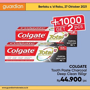  Colgate Tooth Paste Charcoal Deep Clean 150gr Promo Tambah 1000 Dapat 2 Pcs di Guardian Oktober 2021