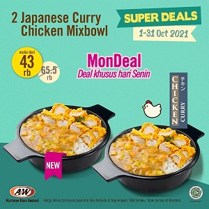  Super Deal 2 Japanese Curry Chicken Mixbowl di AW Restaurant Oktober 2021
