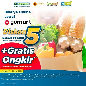  Online Shopping Via Gomart 5% Discount All Products at Hypermart November 2021