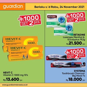  Promo Hevit C & Betadine Tambah 1000 Dapat 2 Pcs di Guardian November 2021