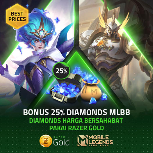  25% Bonus Diamonds Mobile Legends With Razer Gold November 2021