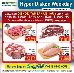  Promo Koran Diskon Weekday Ikan & Daging di Hypermart Desember 2021