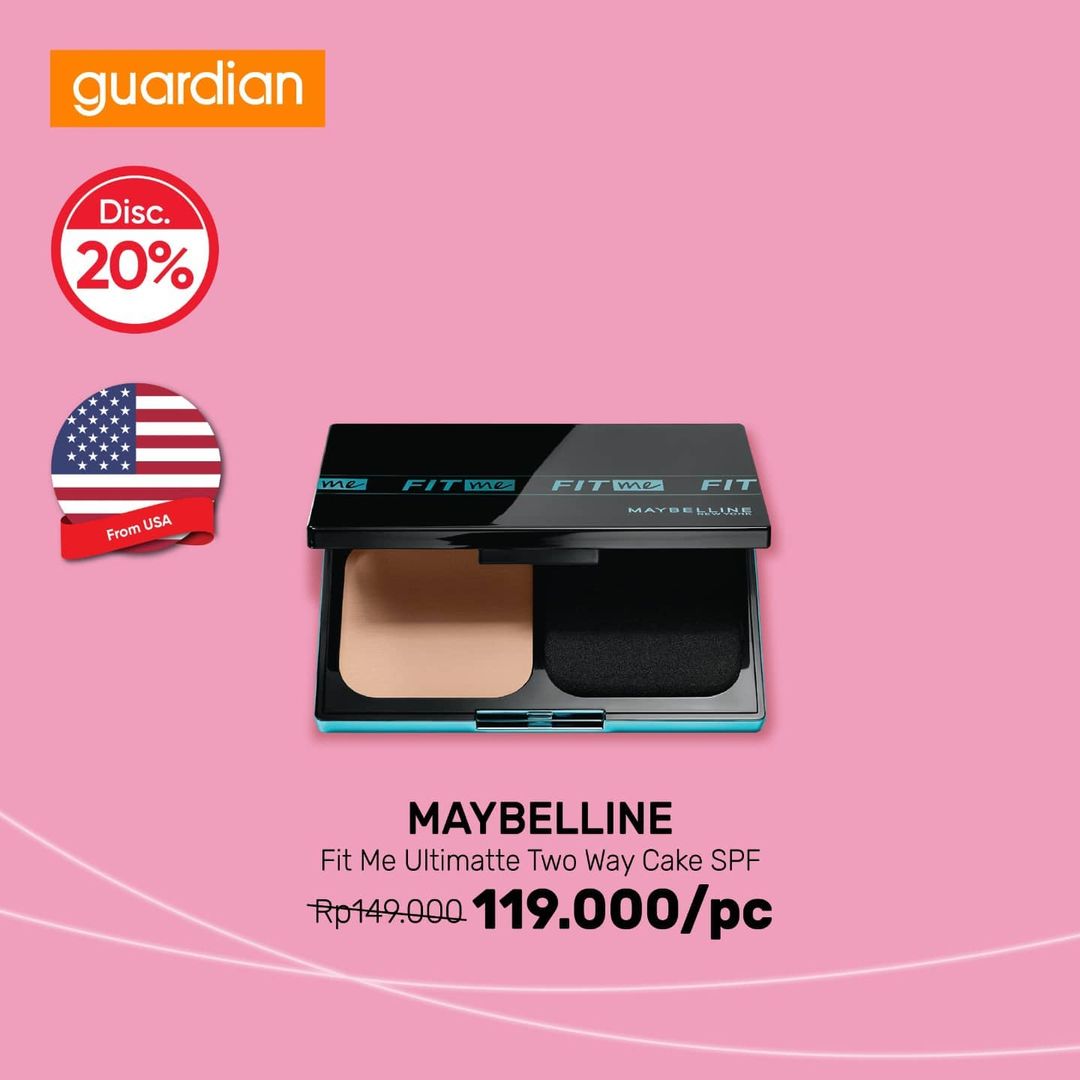  20% discount Maybelline Fit Me Ultimate Two Way Cake SPF at Guardian December 2021