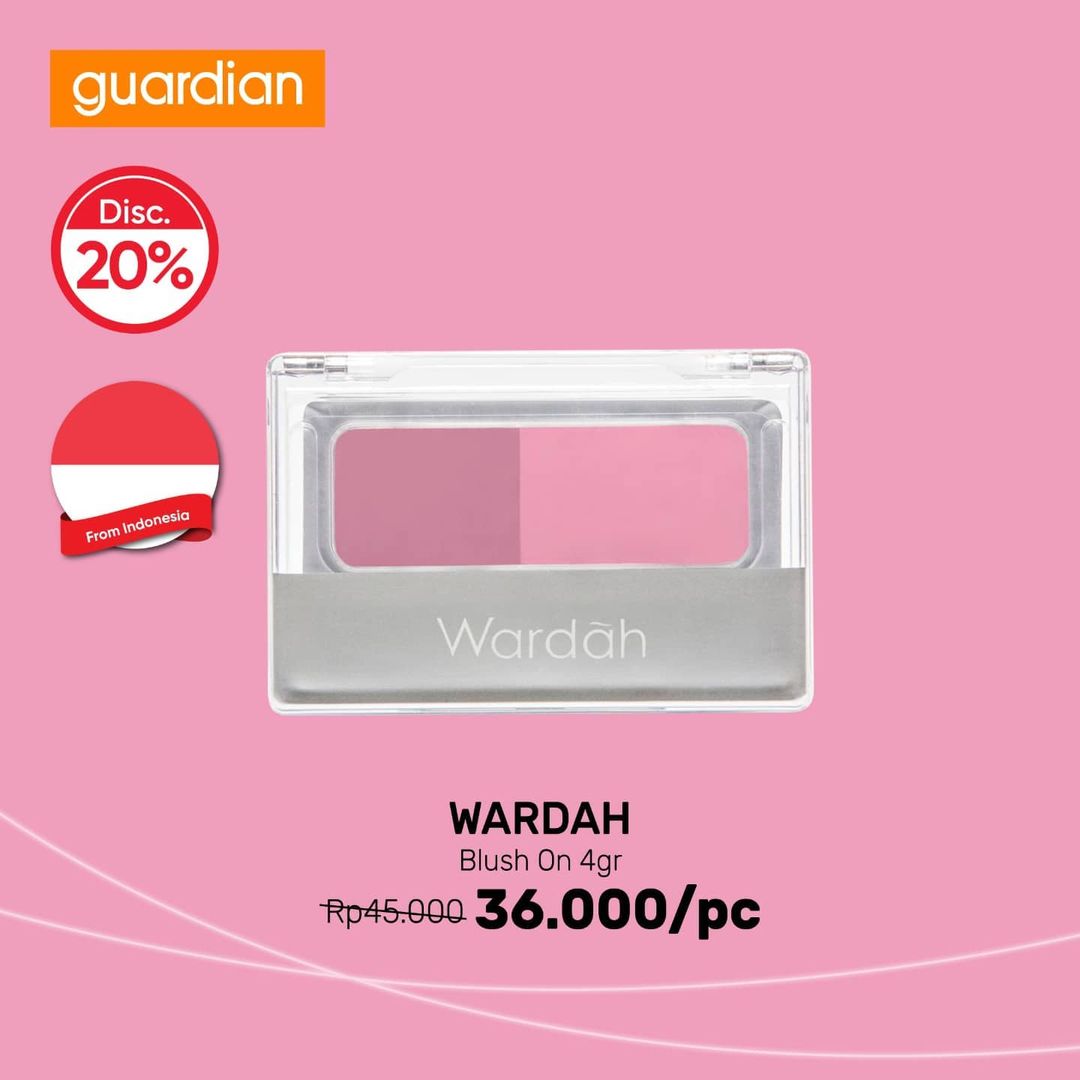  Discount 20% Wardah Bush On 4gr at Guardian December 2021