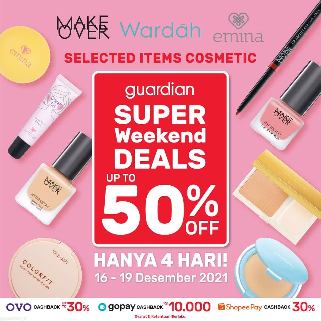  Make Over, Wardah & Emina Selected Items Cosmetics Discount Up To 50% at Guardian December 2021